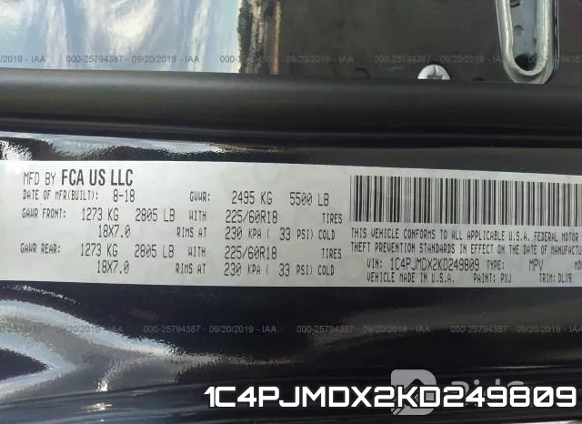 1C4PJMDX2KD249809 фото 10