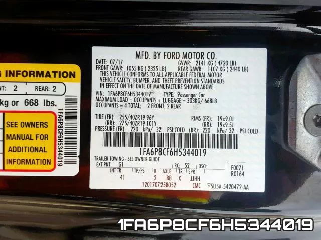 1FA6P8CF6H5344019 фото 2