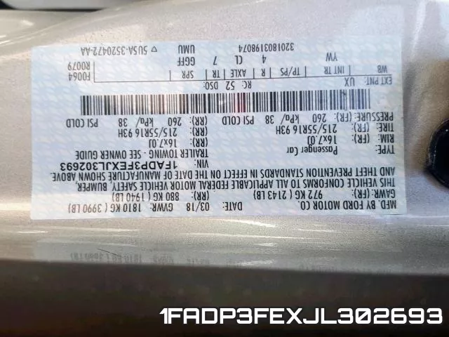1FADP3FEXJL302693 фото 2