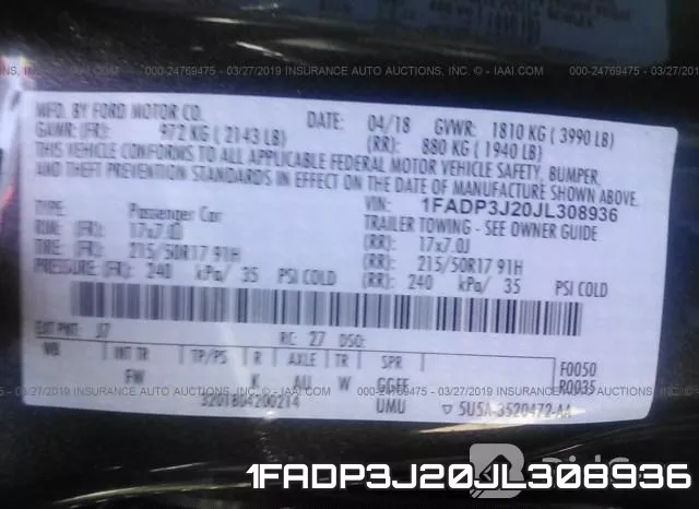 1FADP3J20JL308936 фото 10