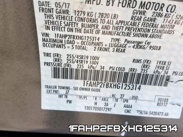 1FAHP2F8XHG125314 фото 2