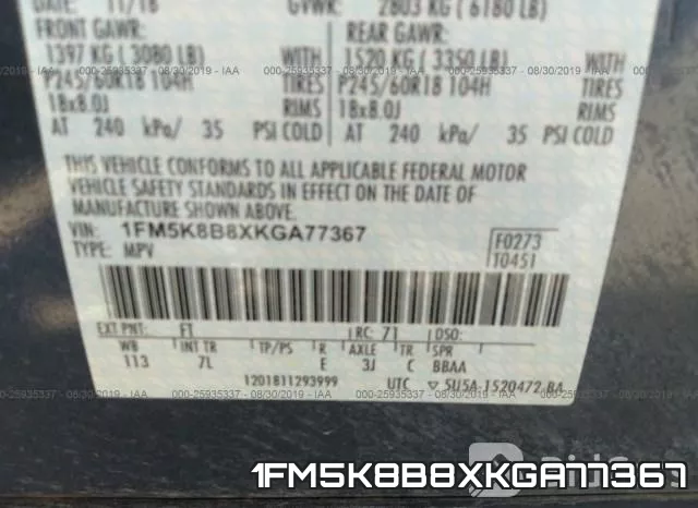 1FM5K8B8XKGA77367 фото 10