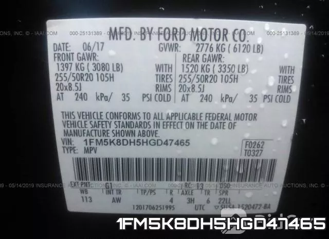 1FM5K8DH5HGD47465 фото 10