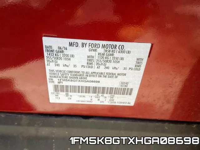 1FM5K8GTXHGA08698 фото 2