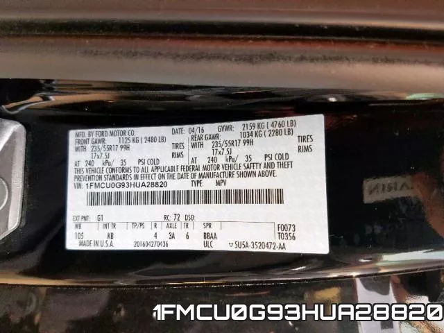 1FMCU0G93HUA28820 фото 2