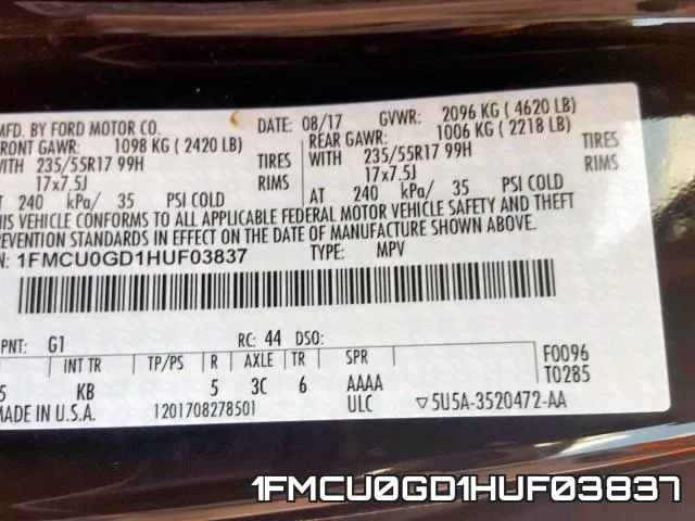 1FMCU0GD1HUF03837 фото 2