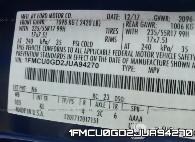 1FMCU0GD2JUA94270 фото 10