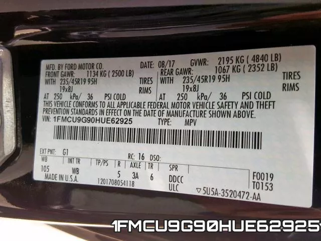 1FMCU9G90HUE62925 фото 2