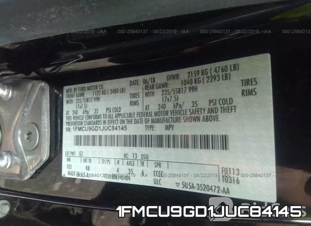 1FMCU9GD1JUC84145 фото 10