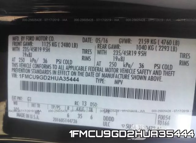 1FMCU9GD2HUA35444 фото 10