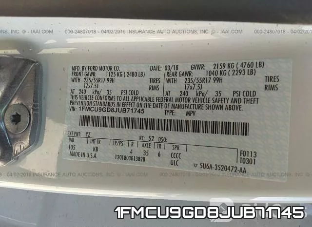 1FMCU9GD8JUB71745 фото 10