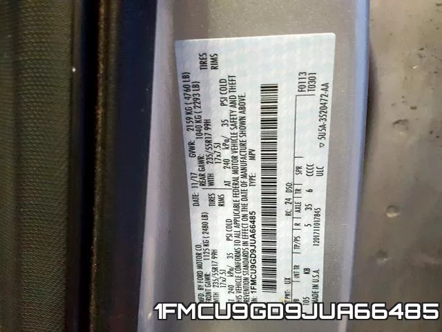 1FMCU9GD9JUA66485 фото 2