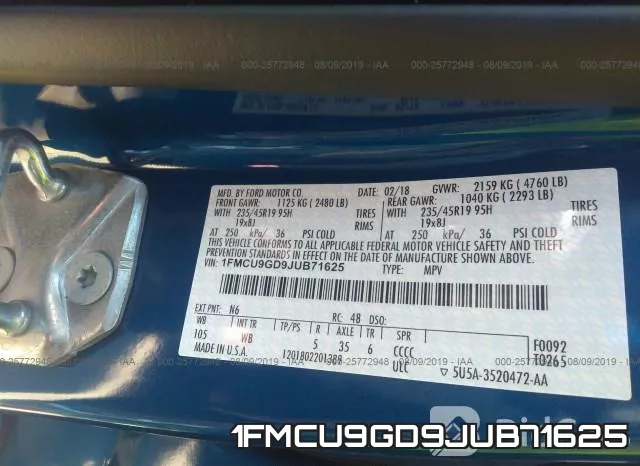 1FMCU9GD9JUB71625 фото 10