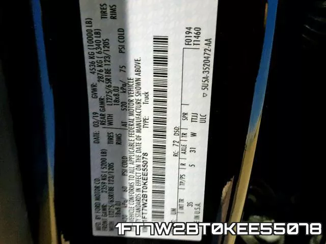 1FT7W2BT0KEE55078 фото 2