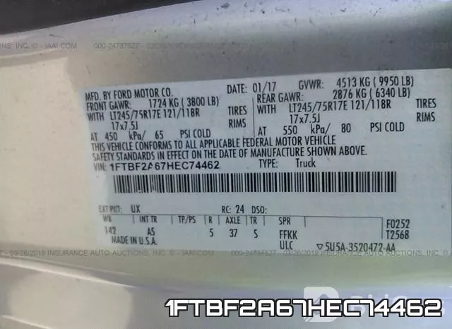 1FTBF2A67HEC74462 фото 10