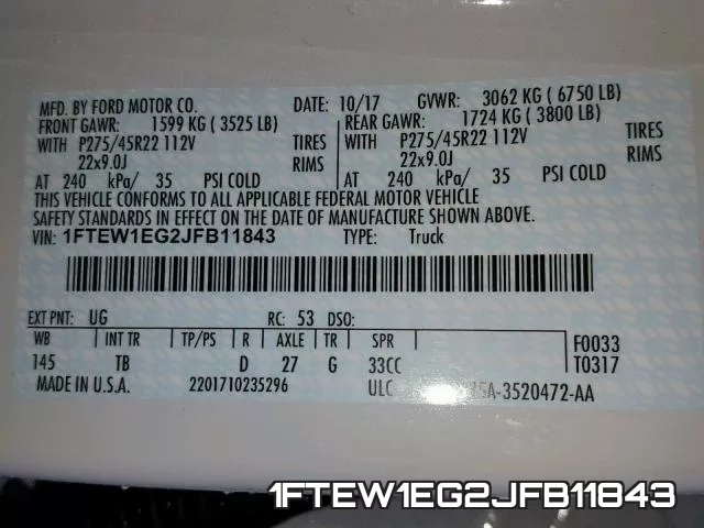 1FTEW1EG2JFB11843 фото 2