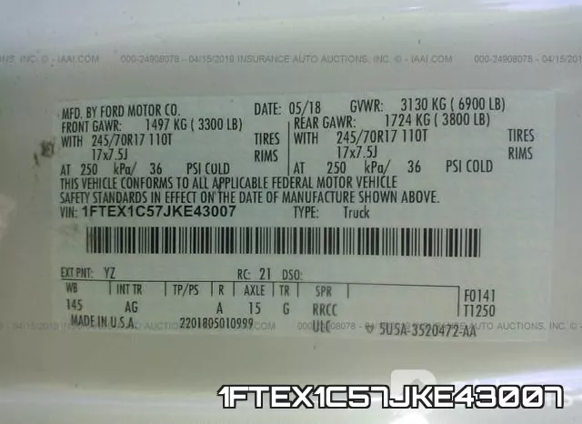 1FTEX1C57JKE43007 фото 10
