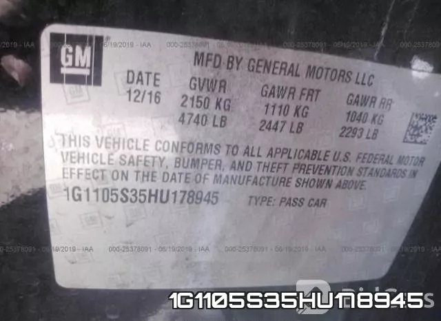 1G1105S35HU178945 фото 9