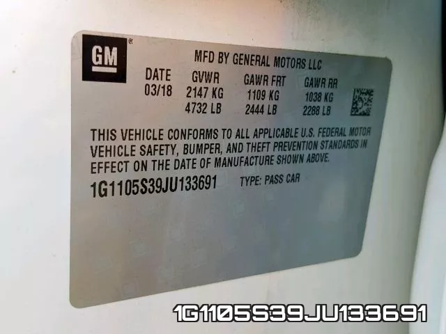 1G1105S39JU133691 фото 2