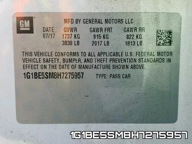 1G1BE5SM8H7275957 фото 2