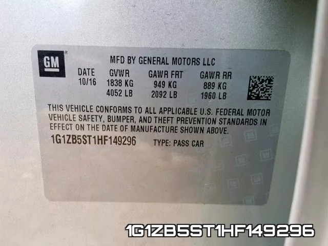 1G1ZB5ST1HF149296 фото 2