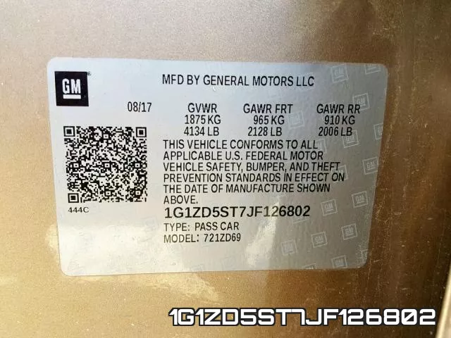 1G1ZD5ST7JF126802 фото 2