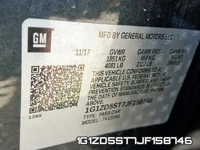 1G1ZD5ST7JF158746 фото 2