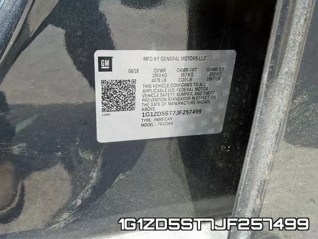 1G1ZD5ST7JF257499 фото 2