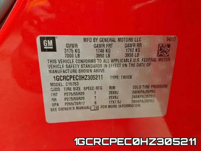 1GCRCPEC0HZ305211 фото 2