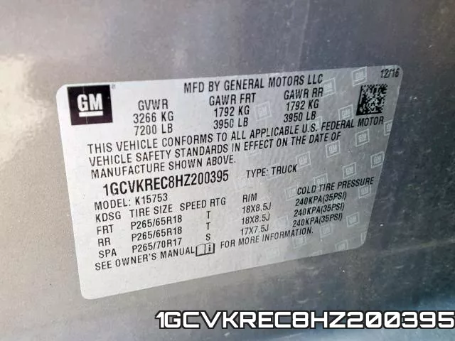 1GCVKREC8HZ200395 фото 2