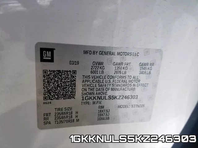 1GKKNULS5KZ246303 фото 2