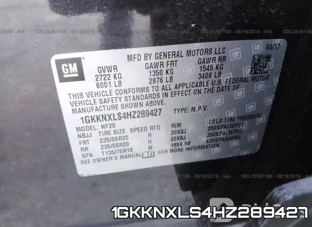 1GKKNXLS4HZ289427 фото 9
