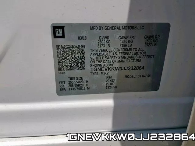 1GNEVKKW0JJ232864 фото 2