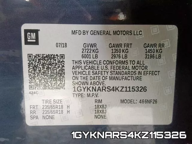 1GYKNARS4KZ115326 фото 2