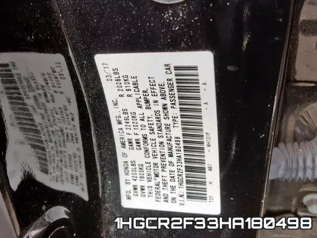 1HGCR2F33HA180498 фото 2