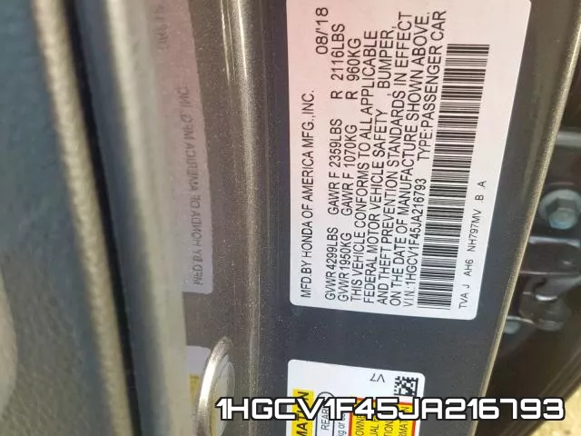 1HGCV1F45JA216793 фото 2