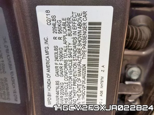 1HGCV2F3XJA022824 фото 2