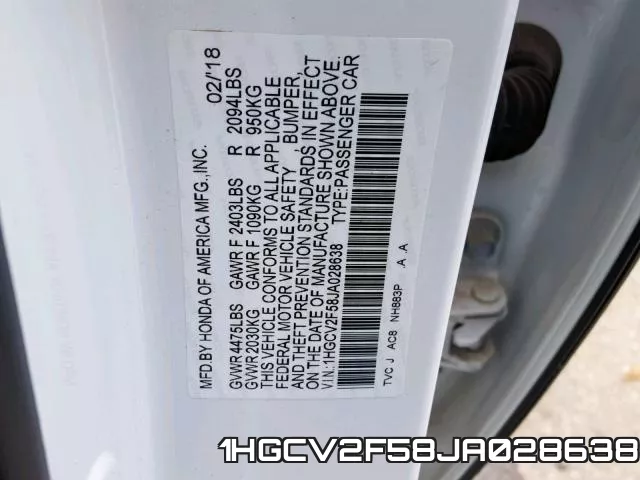 1HGCV2F58JA028638 фото 2
