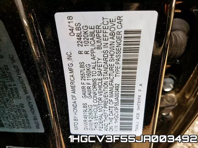 1HGCV3F55JA003492 фото 2