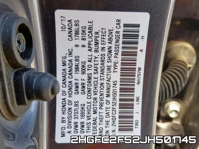 2HGFC2F52JH501745 фото 2