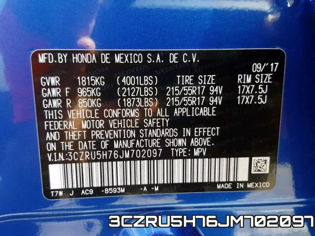 3CZRU5H76JM702097 фото 2