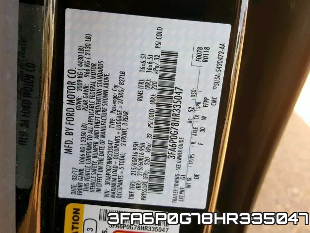 3FA6P0G78HR335047 фото 2