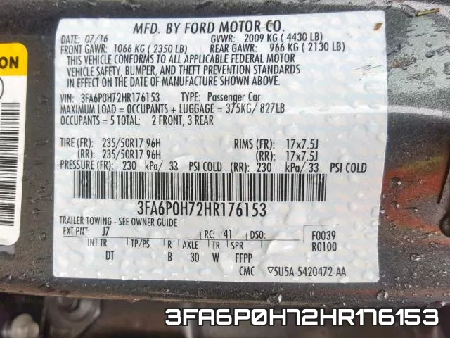 3FA6P0H72HR176153 фото 2