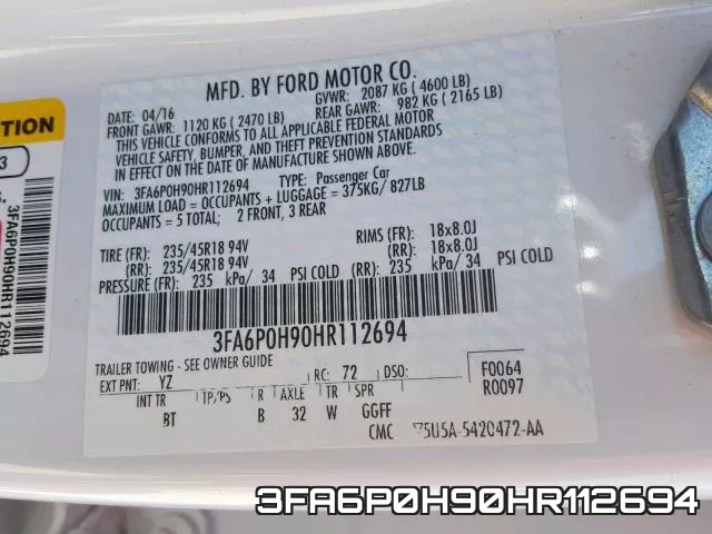 3FA6P0H90HR112694 фото 2