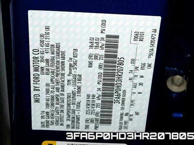 3FA6P0HD3HR207805 фото 2