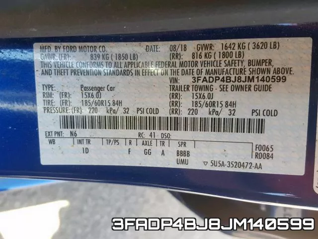 3FADP4BJ8JM140599 фото 2