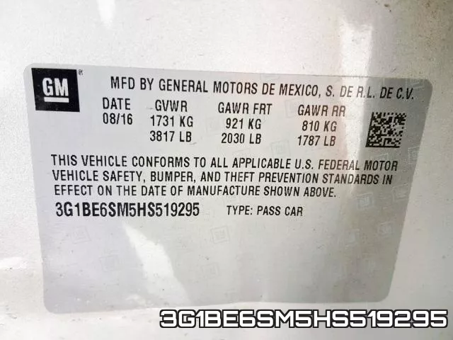 3G1BE6SM5HS519295 фото 2
