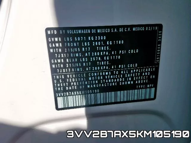 3VV2B7AX5KM105190 фото 2