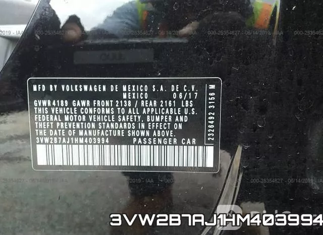 3VW2B7AJ1HM403994 фото 10
