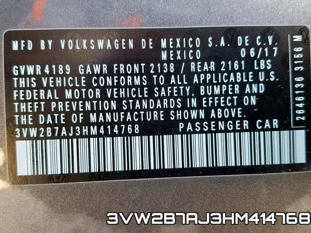 3VW2B7AJ3HM414768 фото 2